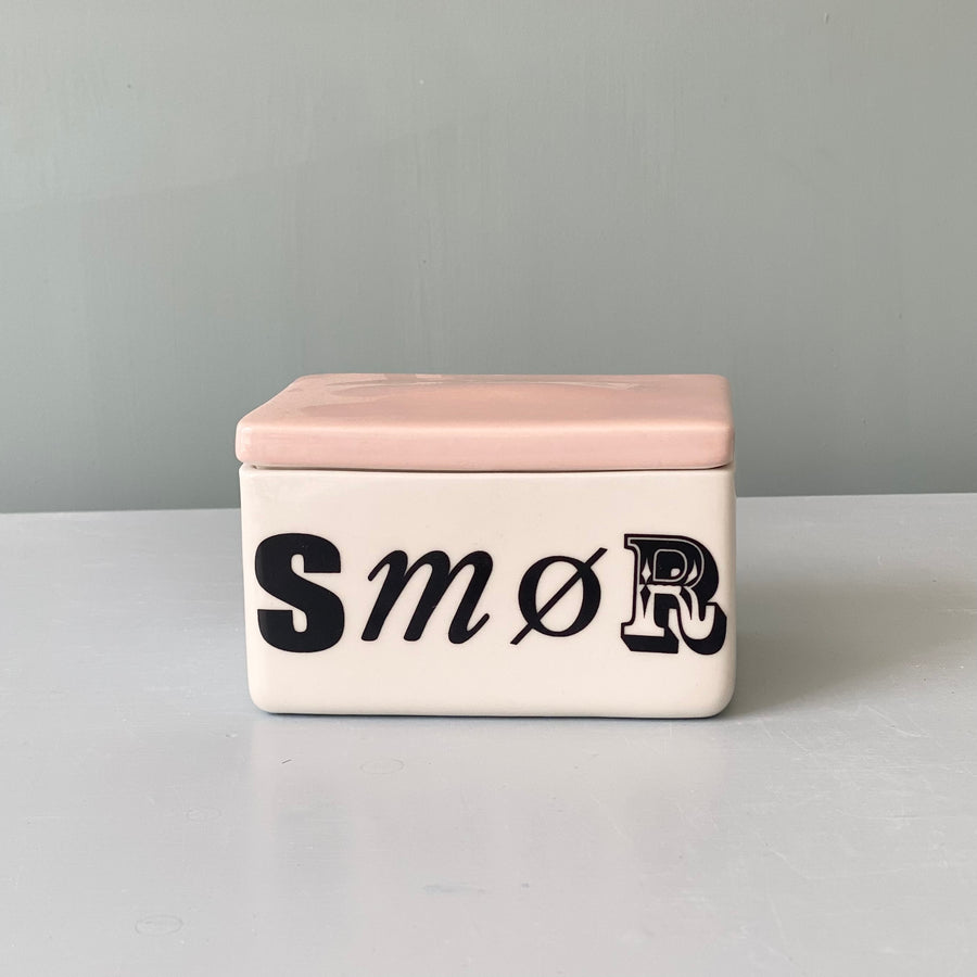 Smørboks - lyserødt låg