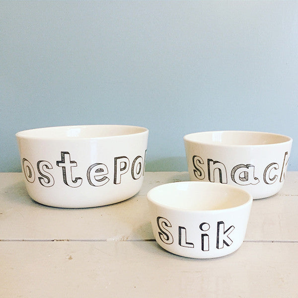 Porcelænsskål med tekst fra Liebe porcelæn