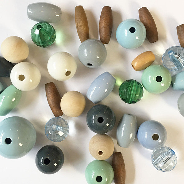 Perler til ledning i porcelæn, træ og akryl
